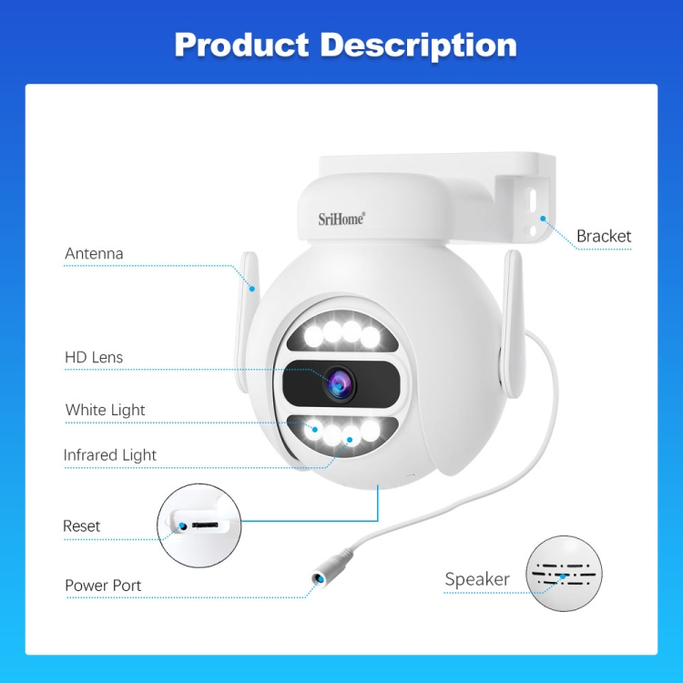 SriHome Outdoor 5MP Wireless 8-Channel WiFi Smart Surveillance Camera NVR - Image 8