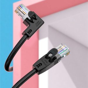 CABLECREATION 1m Elbow Design Network Wire, Cat6 Ethernet Cable Gigabit LAN Cable 10Gbps RJ45 Connector Internet Patch Cord – Right Angle