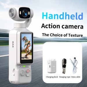 LK-033 1.97 Inch Action Camera 4K Handheld Vlog Video Recorder 180 Degree Flip Screen Sports Camera with Charging Case – White
