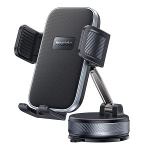 YESIDO C283 Vacuum Suction Cup Phone Holder One Touch Clamp 360 Degrees Rotating Car Mount Stand for Dashboard Windshield – Black