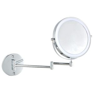 JI-Y8012 8 Inch 10X Magnification Dual Sided Wall Mounted Makeup Mirror with 3 Colors LED Light - Chrome