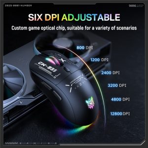 ONIKUMA CW935 Three Mode Gaming Mouse RGB 12800 DPI Bluetooth-compatible Wireless 2.4G Mouse – Black