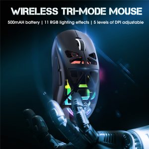 ONIKUMA CW930 Tri-Mode Gaming Mouse 2.4G Bluetooth-Compatible Wired RGB Light 3600DPI Mouse -Black