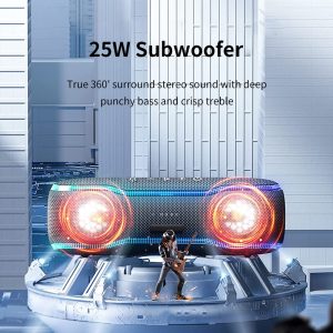 CYBORIS F10 TWS Bluetooth-compatible Speaker IPX7 Waterproof 25W Extra Bass Subwoofer with RGB Light