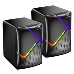 DARK ALIEN 1 Pair Mini USB Wired Desktop Speaker Computer Laptop Subwoofer with RGB Light – S-510
