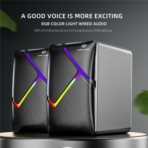 DARK ALIEN 1 Pair Mini USB Wired Desktop Speaker Computer Laptop Subwoofer with RGB Light – S-510
