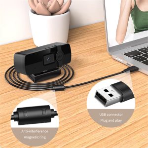L57 Computer USB Webcam with Privacy Cover 4K HD Auto Focus Camera for Conference Live Streaming – Black
