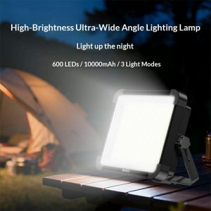 YESIDO DH17 Outdoor Floodlight Emergency Light 600 LED Fill Light 10000mAh Battery for Camping / Fishing – Black