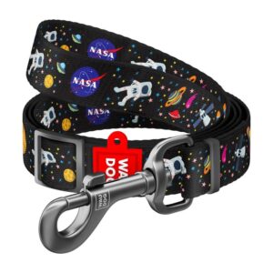 Waudog nylon dog leash, “NASA” pattern, 25 mm wide, 152-183 cm long