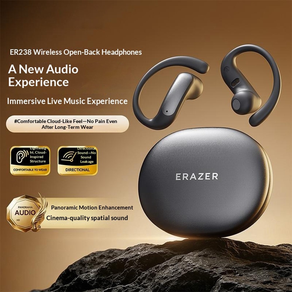 ERAZER ER238 Wireless Open-Ear Earbuds Bluetooth-compatible V6.0 Sports Earphones 4-5H Playtime Touch Control - Black - Image 2