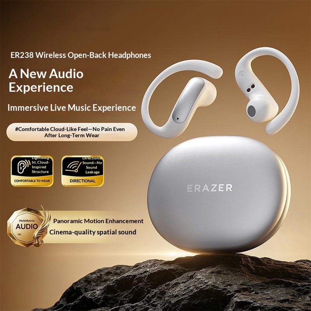 ERAZER ER238 Wireless Open-Ear Earbuds Bluetooth-compatible V6.0 Sports Earphones 4-5H Playtime Touch Control - Silver - Image 2