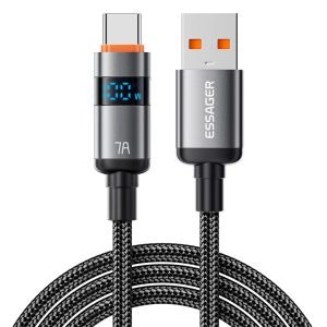 ESSAGER ES-X61 2m USB to Type-C Cable 7A Digital Display Phone Fast Charging Data Cord