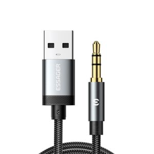 ESSAGER ES-YP22 USB-A Male to 3.5mm Male Audio Adapter Cable for Apple / Android Headphones