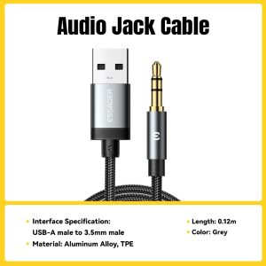 ESSAGER ES-YP22 USB-A Male to 3.5mm Male Audio Adapter Cable for Apple / Android Headphones