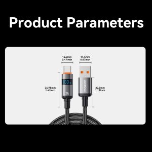 ESSAGER ES-X61 2m USB to Type-C Cable 7A Digital Display Phone Fast Charging Data Cord