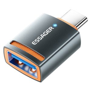 ESSAGER USB Female to Type-C Male Adapter Aluminum Alloy OTG Connector
