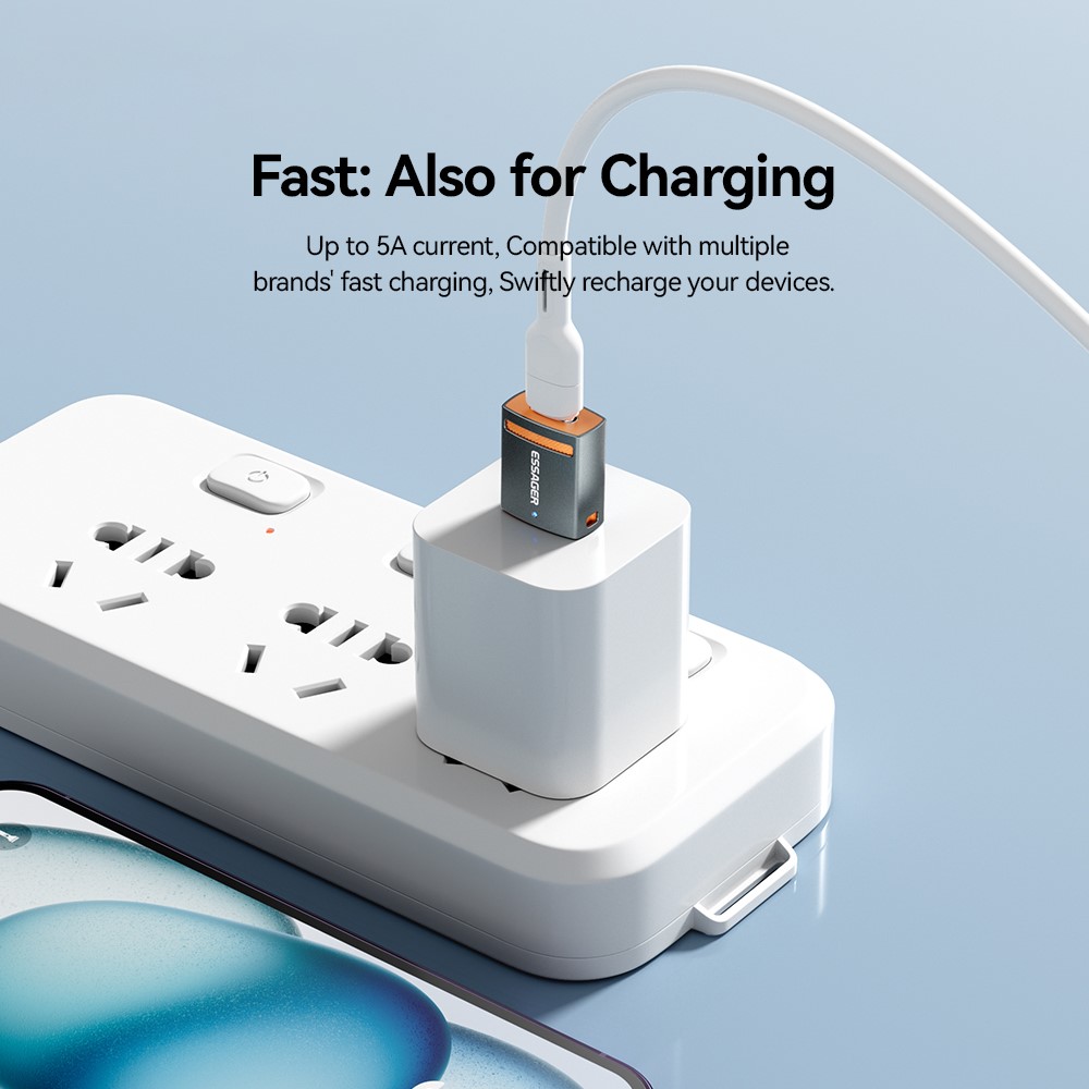 ESSAGER USB Female to Type-C Male Adapter Aluminum Alloy OTG Connector - Image 4