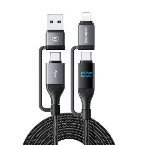 ESSAGER 4-in-1 Data Cable Digital Display PD 100W Fast Charging Cable 1m