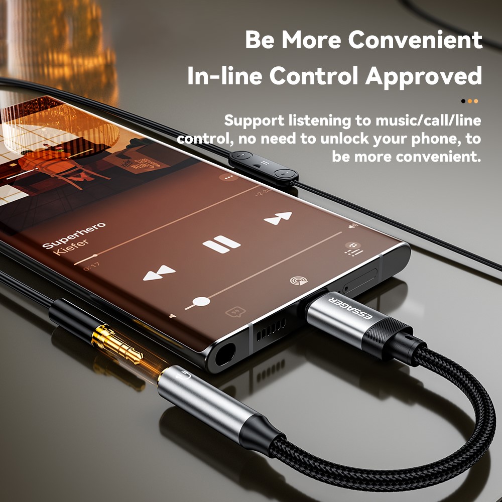 ESSAGER Type-C Male to 3.5mm Female Headphone Connection Audio Adapter Cable - Image 3