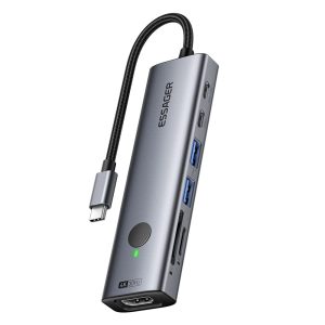 ESSAGER 7 In 1 Expansion Hub with 4K 30Hz HDMI / Type C / USB 3.0 / SD TF Card Slot Docking Station