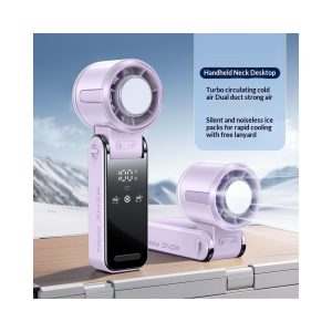 Mini TEC Semiconductor Cooling Fan Handheld Neck Desktop 3-in-1 Portable Fan with LED Display – Purple