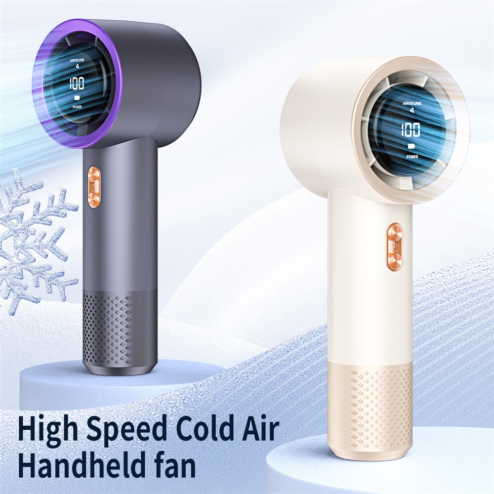 199-Speed Mini Portable Handheld Fan Digital Display 3000mAh Battery Type-C Charging Cooling Fan - Dark Grey - Image 3