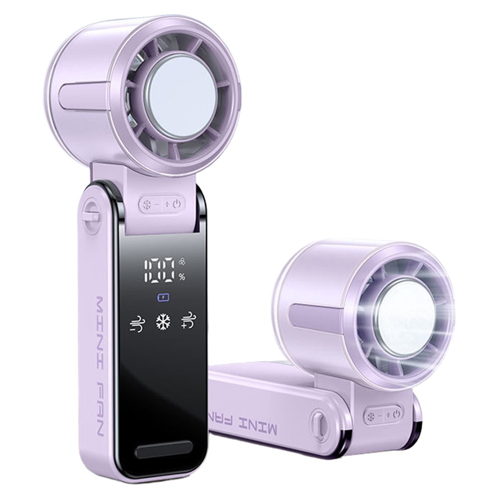 Mini TEC Semiconductor Cooling Fan Handheld Neck Desktop 3-in-1 Portable Fan with LED Display - Purple