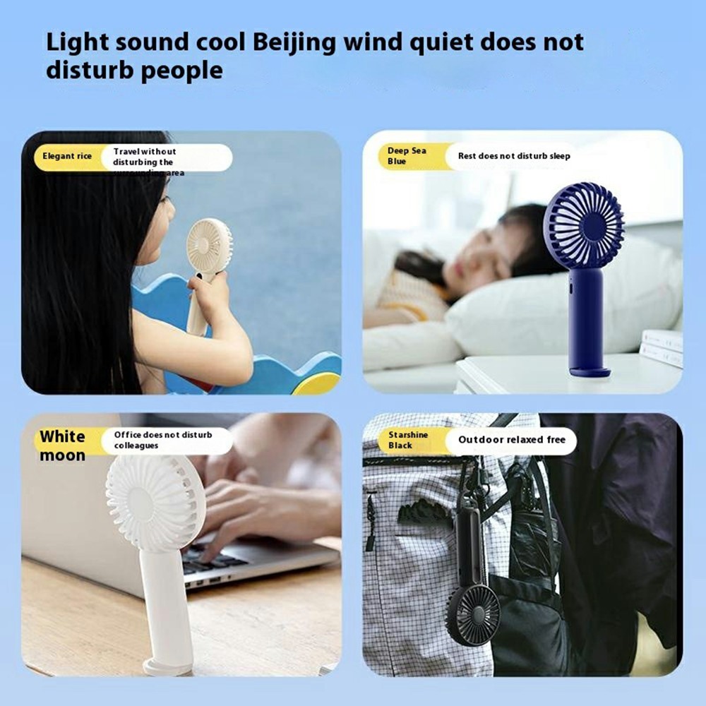 GF13 5 Speeds USB Rechargeable Handheld Fan Portable Mini Quiet Cooling Fan with Digital Display - Blue - Image 3