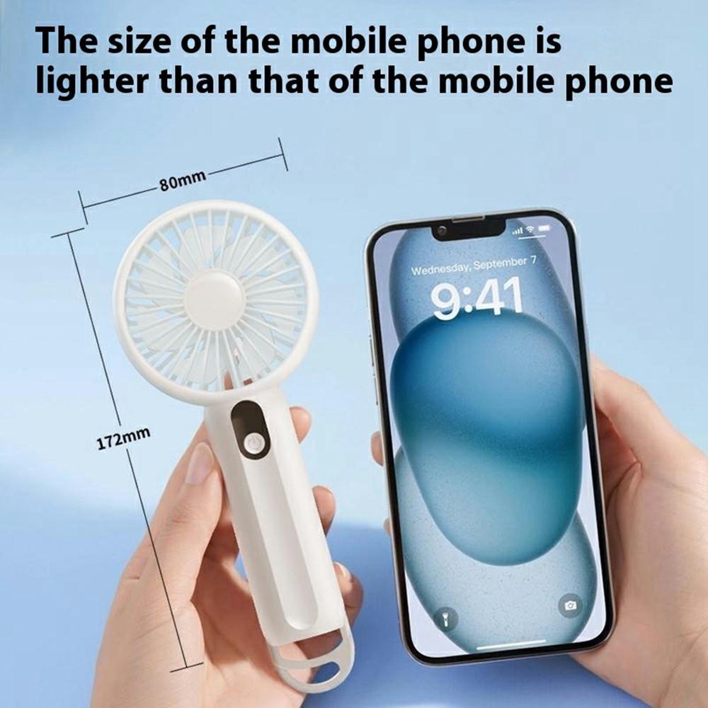 GF13 5 Speeds USB Rechargeable Handheld Fan Portable Mini Quiet Cooling Fan with Digital Display - Blue - Image 5
