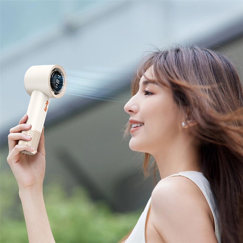 199-Speed Mini Portable Handheld Fan Digital Display 3000mAh Battery Type-C Charging Cooling Fan - Dark Grey - Image 2