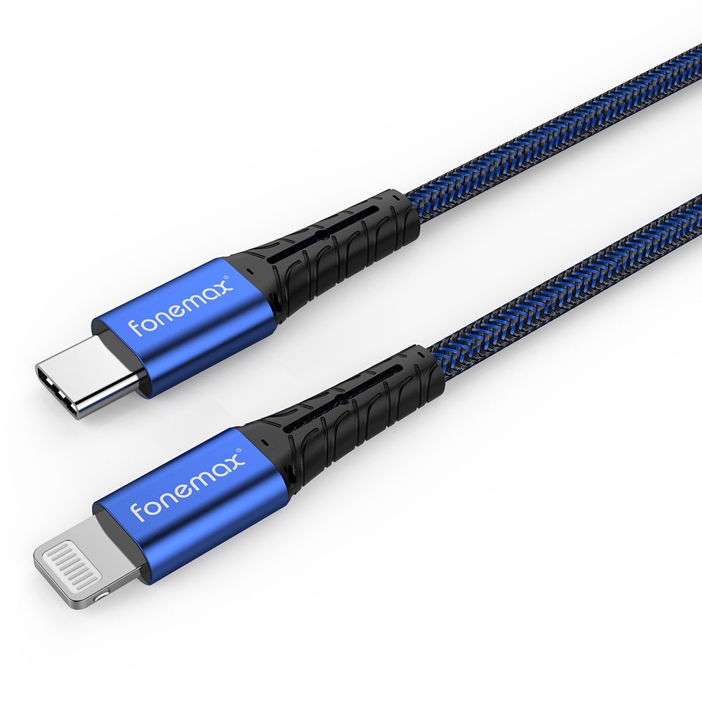 FONEMAX C94 2m Type-C to Lightning PD 30W Fast Charging Braided Cable Phones Tablets Data Cord - Blue