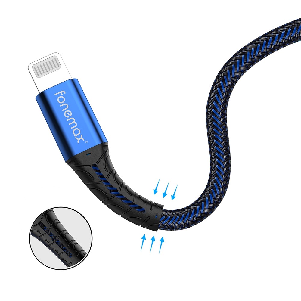 FONEMAX C94 2m Type-C to Lightning PD 30W Fast Charging Braided Cable Phones Tablets Data Cord - Blue - Image 2