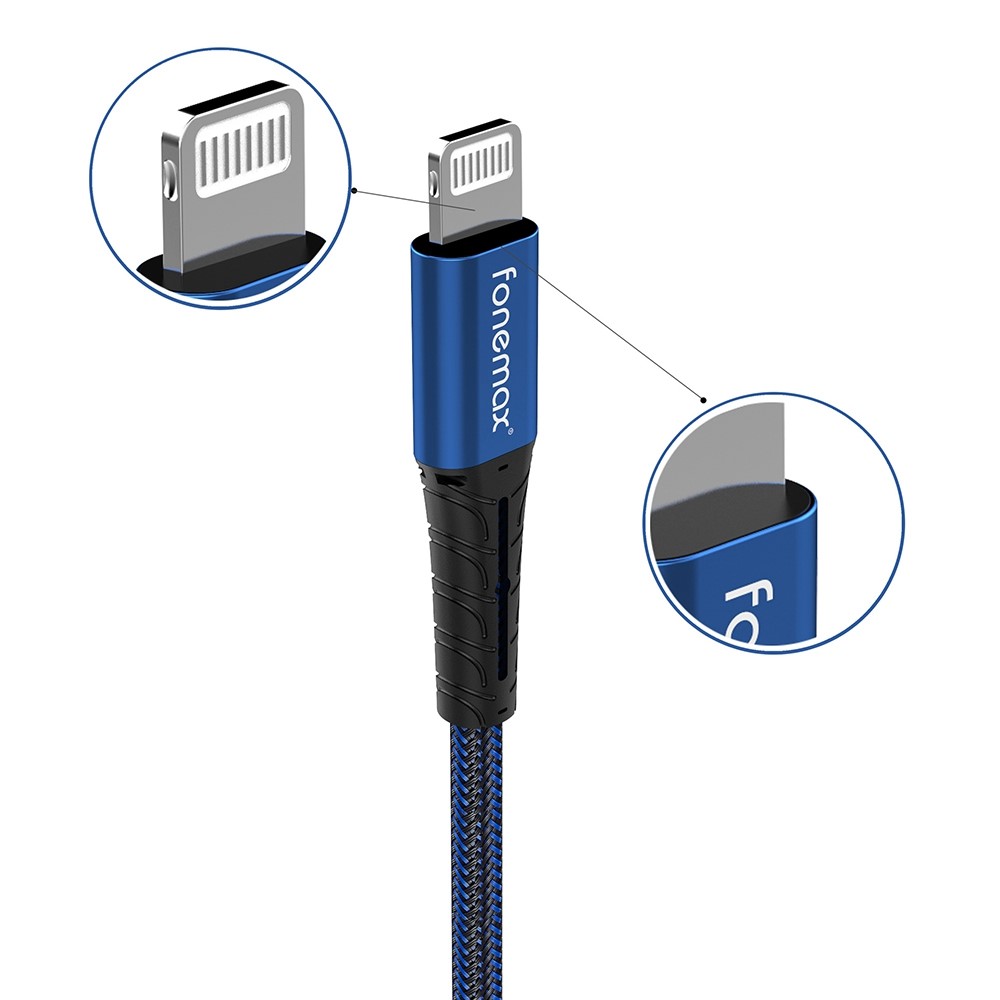 FONEMAX C94 2m Type-C to Lightning PD 30W Fast Charging Braided Cable Phones Tablets Data Cord - Blue - Image 3