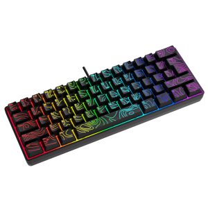 Y-FRUITFUL K401 61 Keys Gaming Keyboard with RGB Light 1.8m Wired Mechanical Keyboard for PC / Laptop – Black