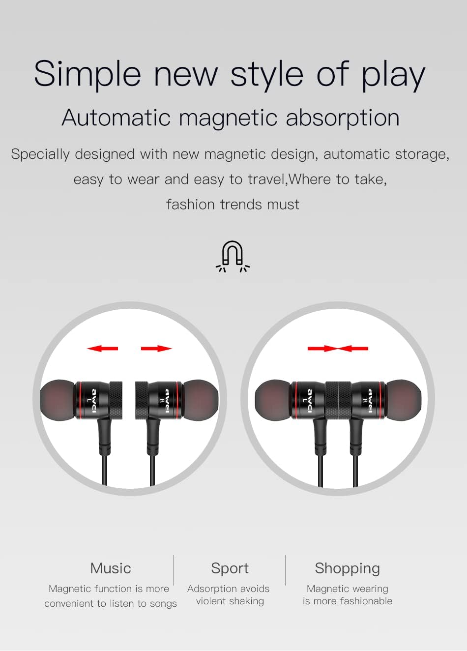AWEI Sports Earphones Neckband Wireless G10BL - Image 3