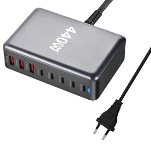 440W GaN Desktop Charger 2 x PD 100W + 3 x PD 65W + 3 x QC 18W 8 Port Fast Charging Station – EU Plug