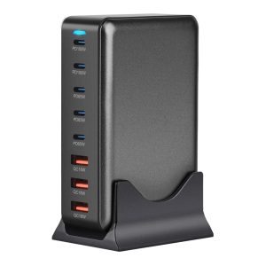 440W GaN Desktop Charger 2 x PD 100W + 3 x PD 65W + 3 x QC 18W 8 Port Fast Charging Station – EU Plug