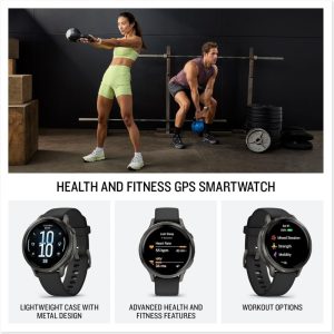Garmin Venu 4 Smart Watch 41mm, GPS, Black with Dark Gray Silicone Band EU