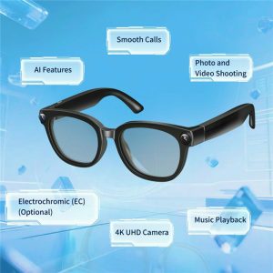 AI6 Smart Glasses 13MP 4K Camera Real Time Translation Voice Control with Auto-Chromatic Lenses – Black