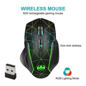 GOTBAT M30 2.4G Wireless Gaming Mouse Wireless Mouse Rechargeable Computer Mouse Gamer Ergonomic Silent Mouse with RGB Light for PC Laptops