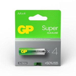 GP Battery (AA) Alkaline SUPER LR6/AA, (4 batteries / blister) 1.5V