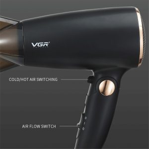 VGR V-439 Folding Handle Hair Dryer 1200W-1600W Portable Hairdryer Powerful Hot Cool Wind Blow Dryer for Hair Care (EU Plug)