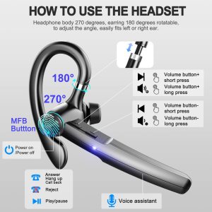 H03 Ear Hook Bluetooth-compatible Earphones Rotating Single Ear Wireless Business Earphones with Digital Display – Black