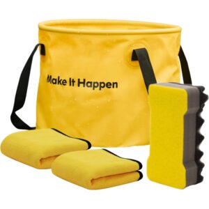Car wash accessories set HOTO QWOGJ002 (PVC folding bucket, car sponge and towel)