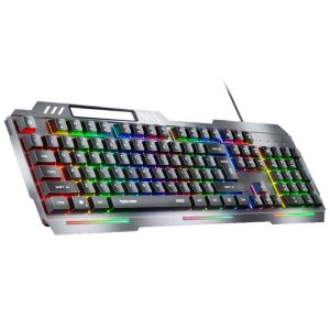 INPHIC K2 104-Key Wired Gaming Keyboard Metal Panel Mechanical Keyboard with 7 Color Backlit