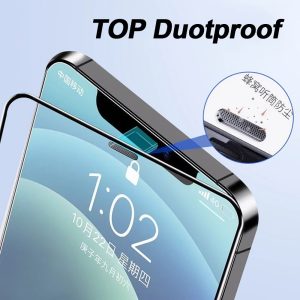 For iPhone 16 Pro Full Screen Protector HD Clear Silk Printing High Aluminium-silicon Glass Film with Dust Removal Installation Frame – As Shown