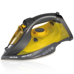 AKANE A.80312 Steam Iron 2400W Handheld Portable Electric Iron with Spray Function, EU Plug – Yellow