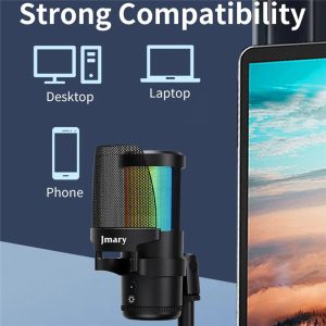 JMARY MC-PW13 Zero Latency Monitor Mic RGB Light Plug and Play Desktop Microphone