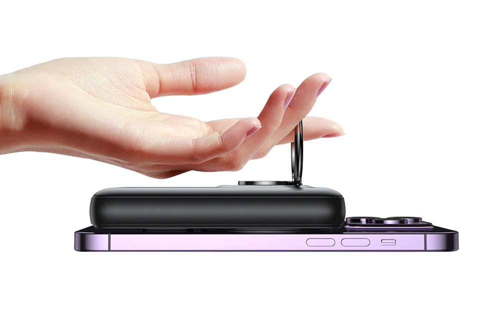 Joyroom Power Bank Magnetic Wireless charging, MagSafe 15W / Type-C, PD 20W, 10000 mAh, with ring and stand, Black (JR-W050) - Image 2