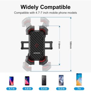 JOYROOM JR-ZS288 Bike Phone Mount Quick Release Bicycle Handlebar Phone Holder Bike Phone Bracket for 4.7-7 inch Cell Phones – Black